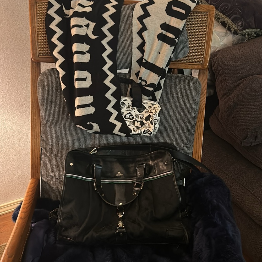L.A.M.B. Black and Green Satchel Sleek Design Unisex w Cross-body strap